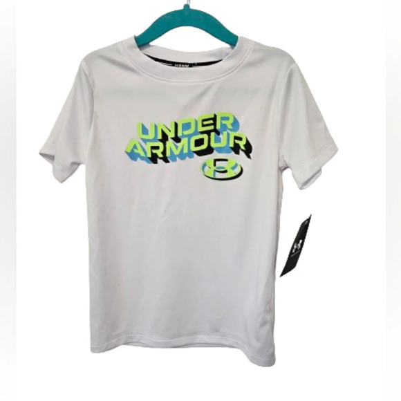 Under Armour White and Green Rash Guard Boys Size 5 NWT *Only one of 2 piece set - Picture 1 of 6